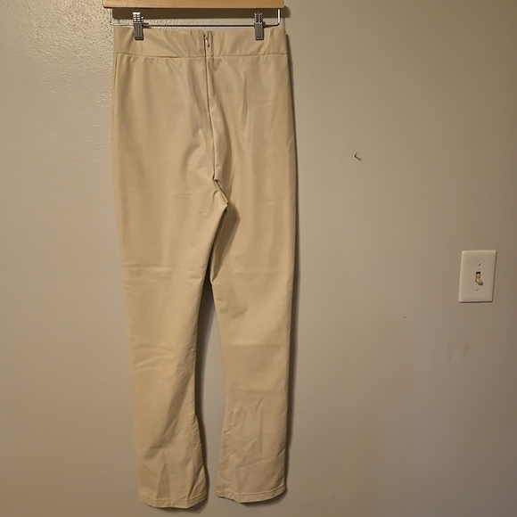 Anthropologie Avec Les Filles High-Waisted Faux Leather Slit Legging Ivory S NWT - Picture 5 of 9